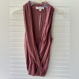 Amour Vert Blush Mauve Criss Cross Open Back Top